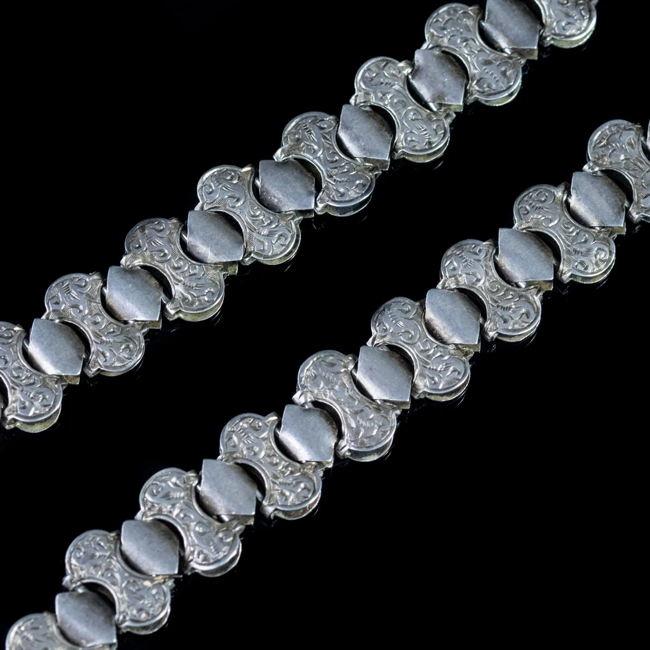 Antique Victorian Locket Collar Forget Me Not Silver Circa 1880