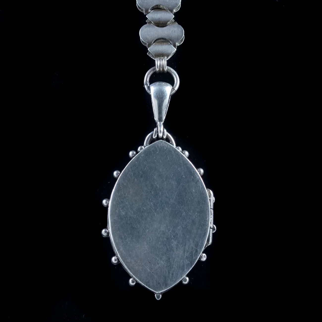 Antique Victorian Locket Collar Forget Me Not Silver Circa 1880