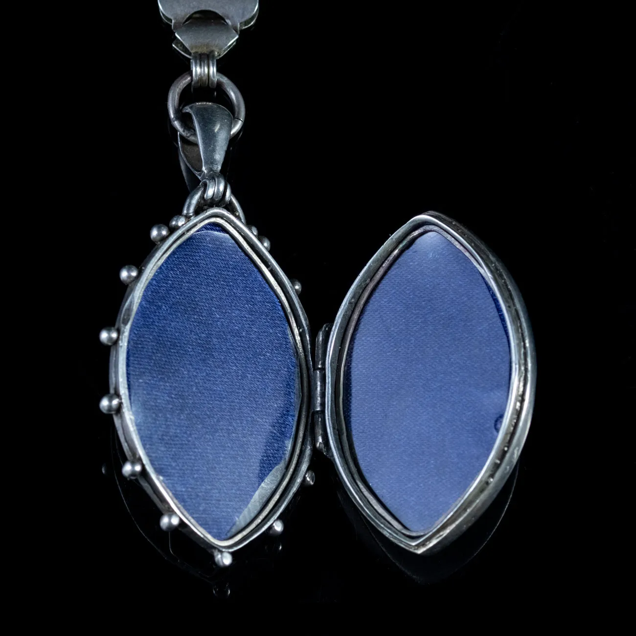 Antique Victorian Locket Collar Forget Me Not Silver Circa 1880
