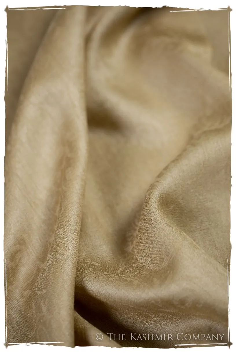 Dusty Citron Gold Paisley Kashmir Wool Scarf