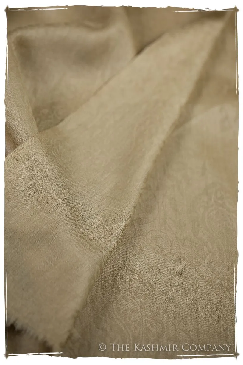 Dusty Citron Gold Paisley Kashmir Wool Scarf