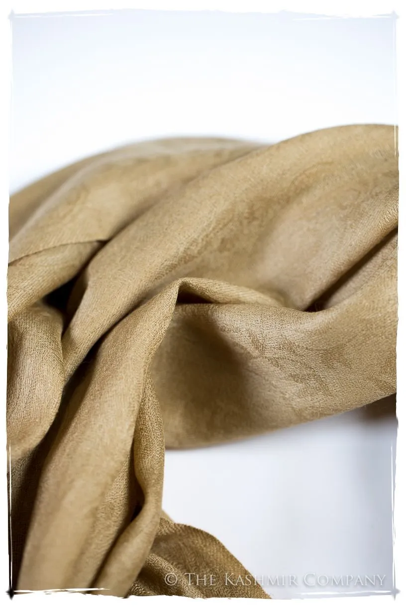 Dusty Citron Gold Paisley Kashmir Wool Scarf