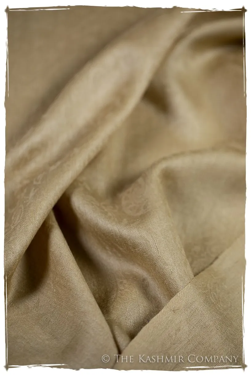 Dusty Citron Gold Paisley Kashmir Wool Scarf