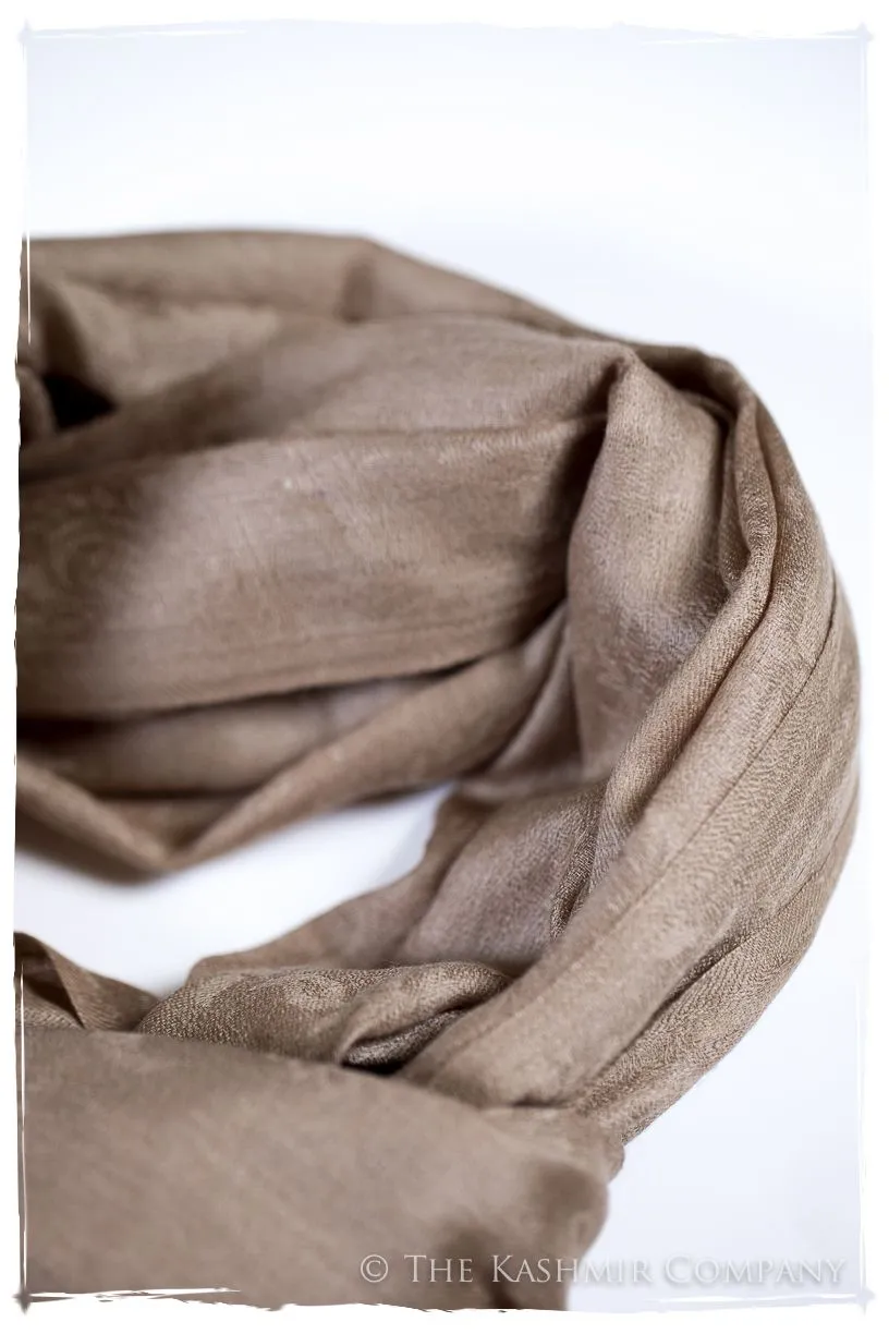 Frosted Almond Paisley Kashmir Wool Scarf
