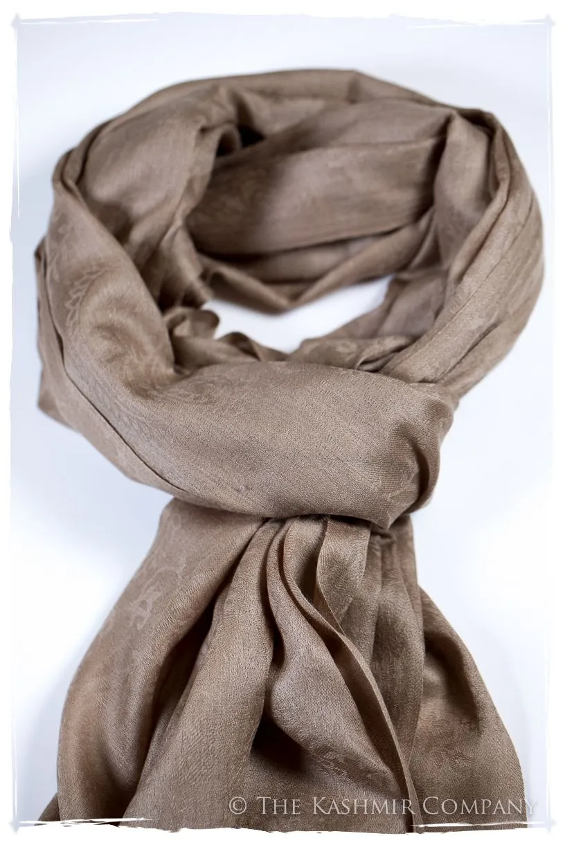 Frosted Almond Paisley Kashmir Wool Scarf