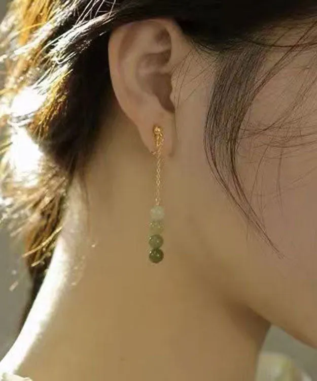 Gradient Color Green Jade Pearl Drop Earrings LY7828
