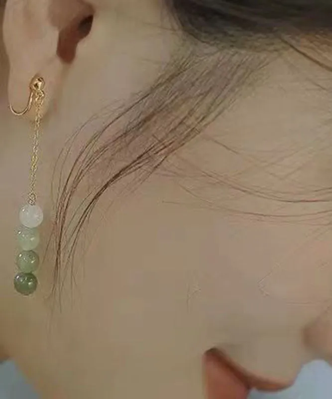 Gradient Color Green Jade Pearl Drop Earrings LY7828