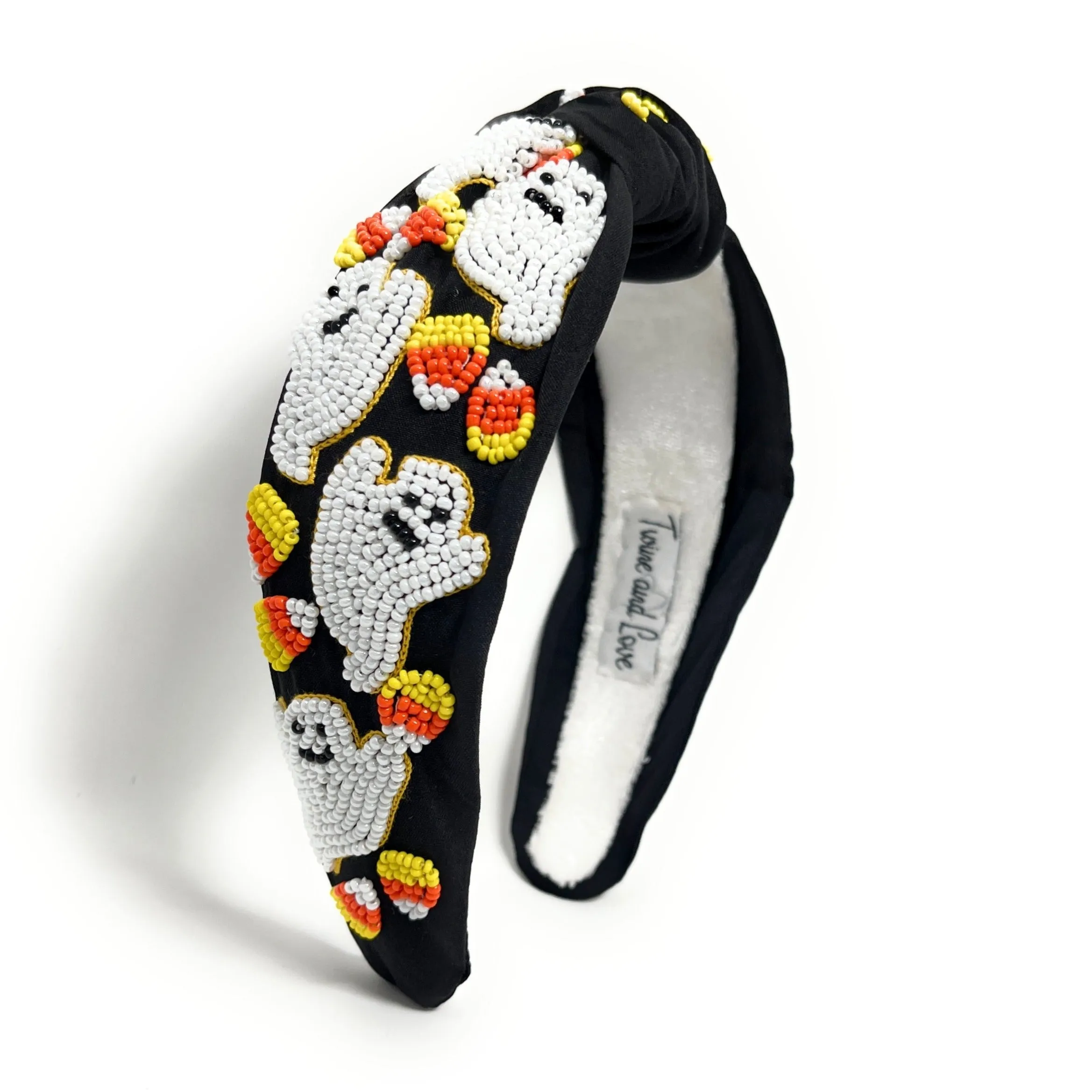 Hand Beaded Ghost Knot Headband