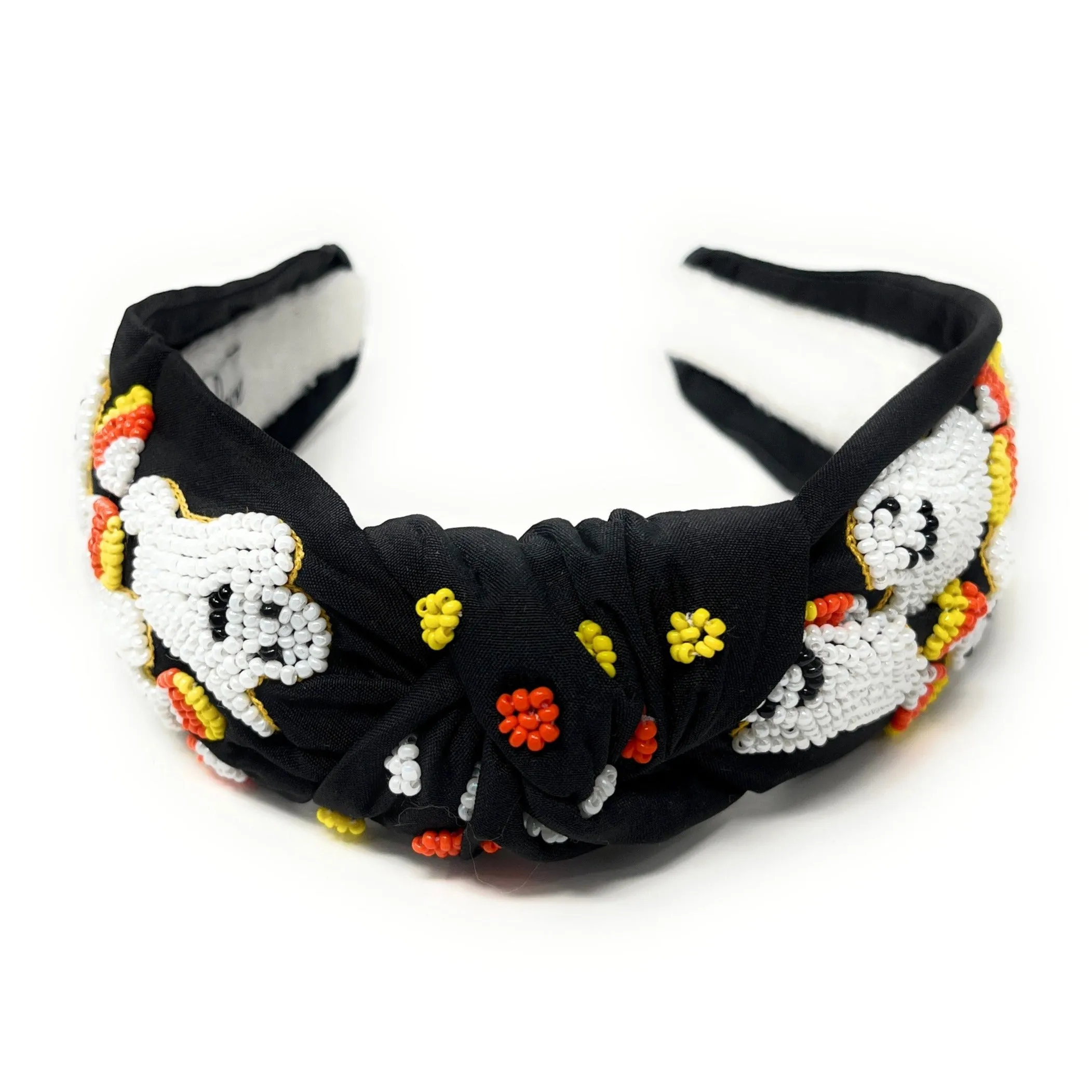 Hand Beaded Ghost Knot Headband