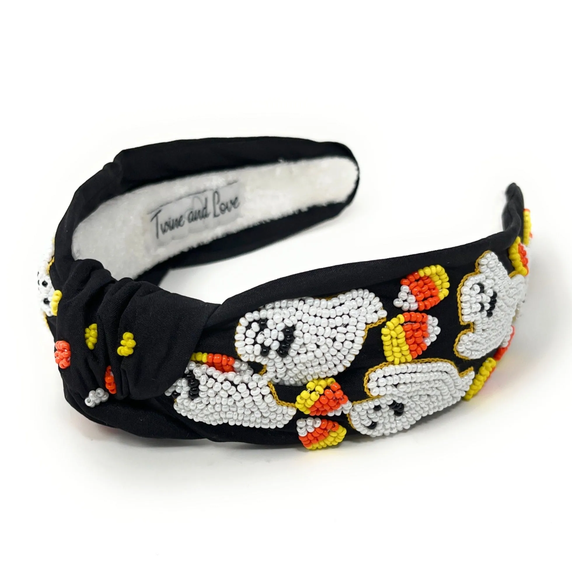 Hand Beaded Ghost Knot Headband