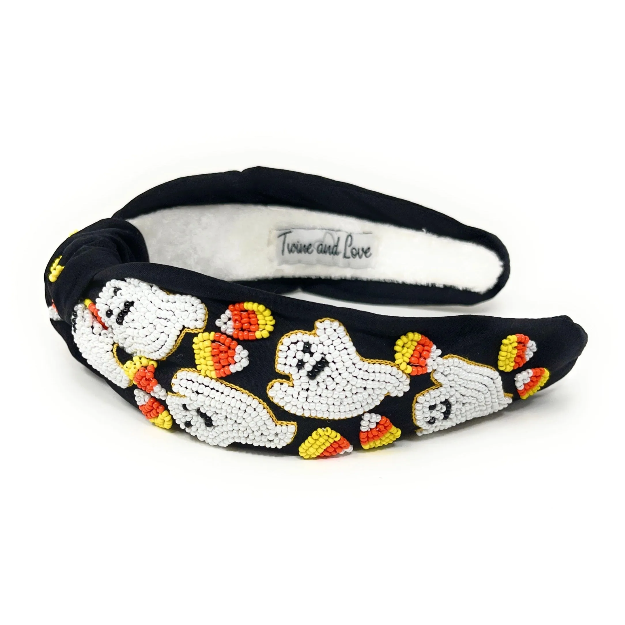 Hand Beaded Ghost Knot Headband