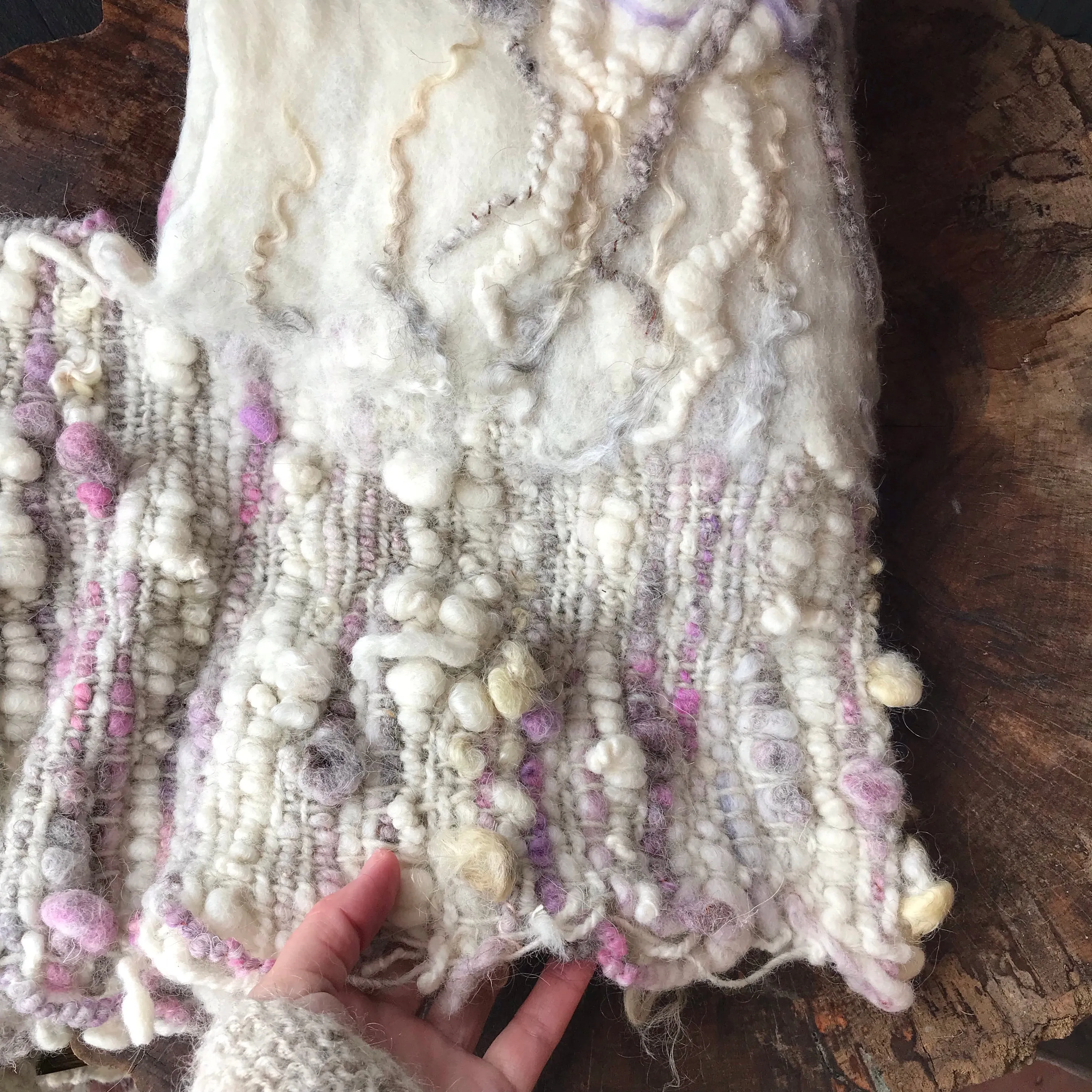Hand woven and Felted Hooded SCARF | ready to ship | One size 35” x 10”