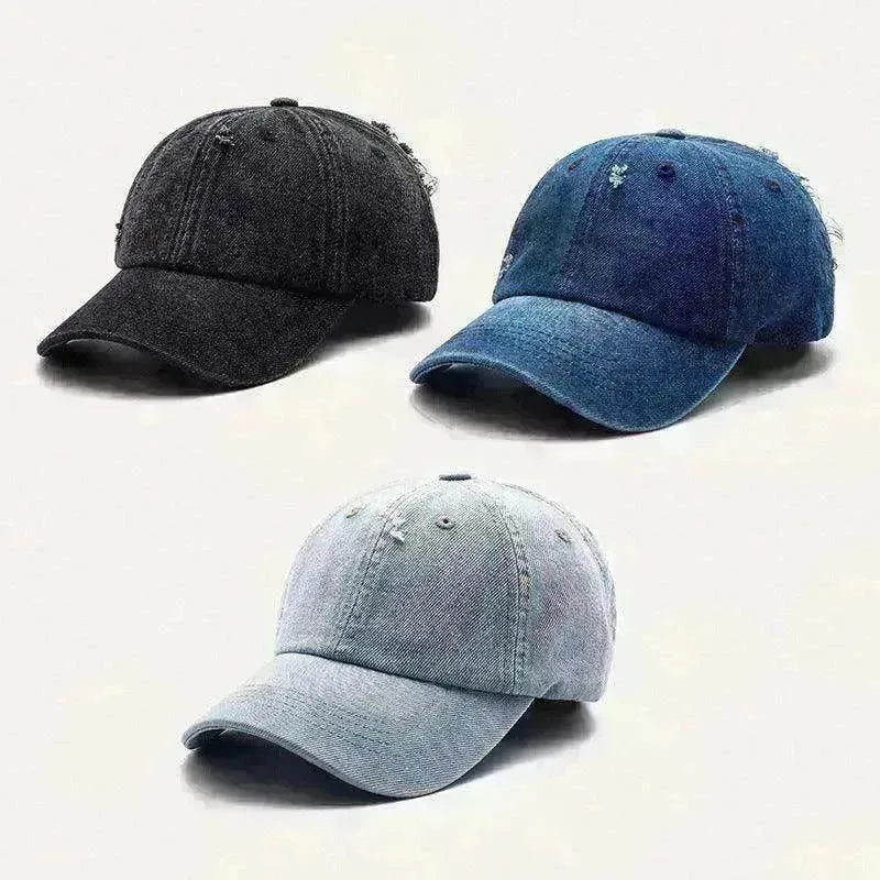Hole Denim Korean Men And Women General Baseball Caps