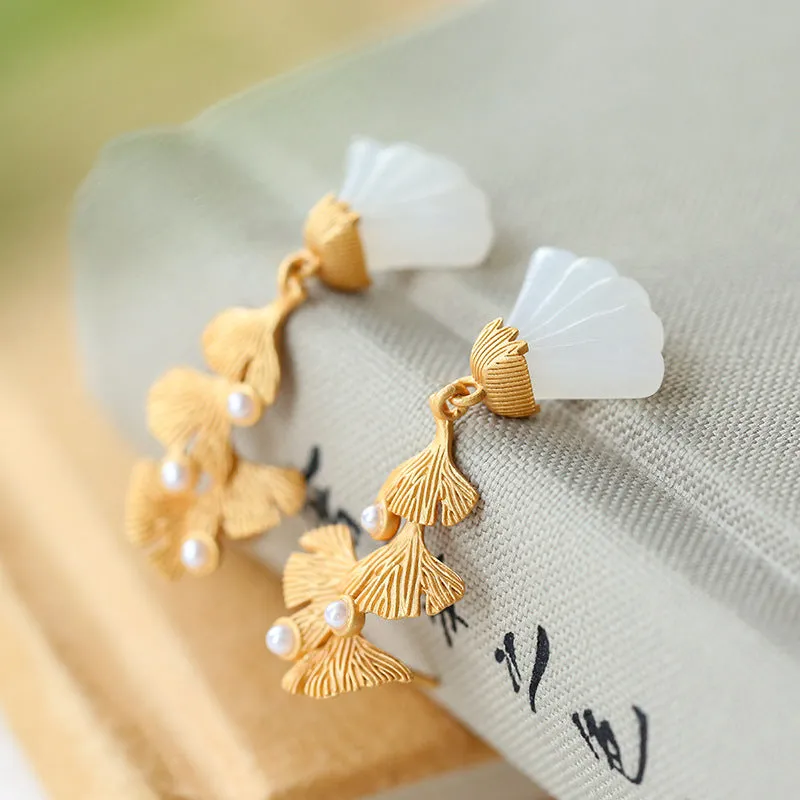 Natural Jade Earrings Nephrite Silver Earrings ZNE144