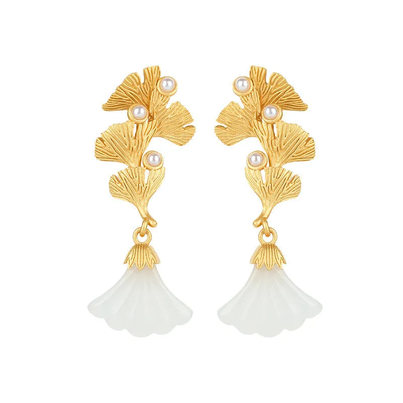 Natural Jade Earrings Nephrite Silver Earrings ZNE144