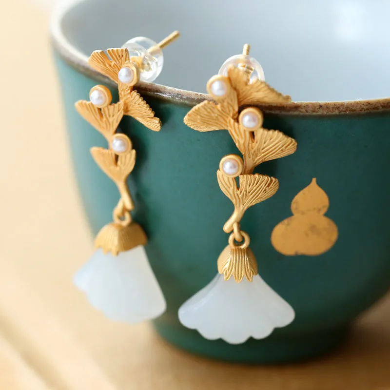 Natural Jade Earrings Nephrite Silver Earrings ZNE144