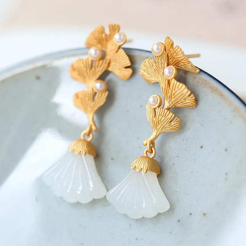 Natural Jade Earrings Nephrite Silver Earrings ZNE144