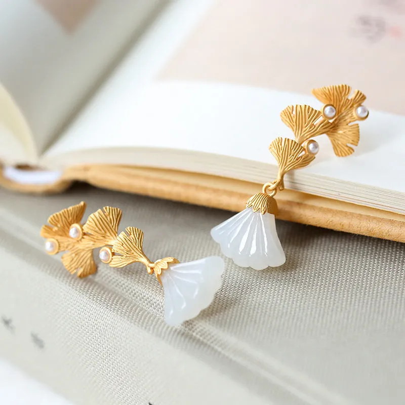 Natural Jade Earrings Nephrite Silver Earrings ZNE144