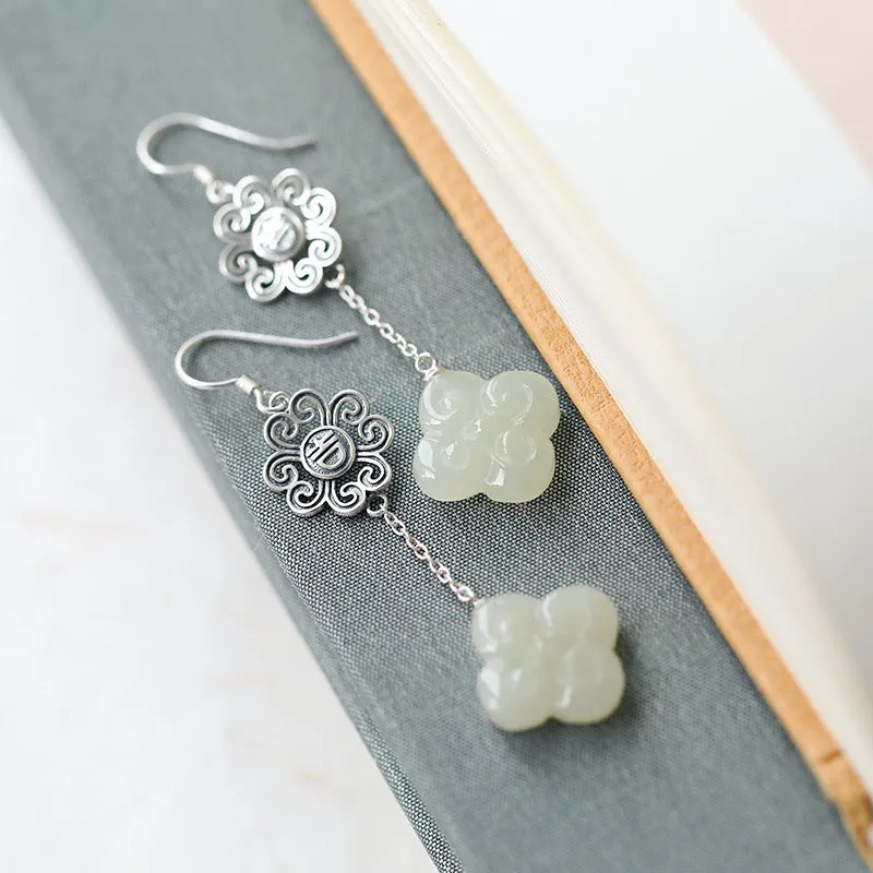 Natural Jade Earrings Nephrite Silver Earrings ZNE198