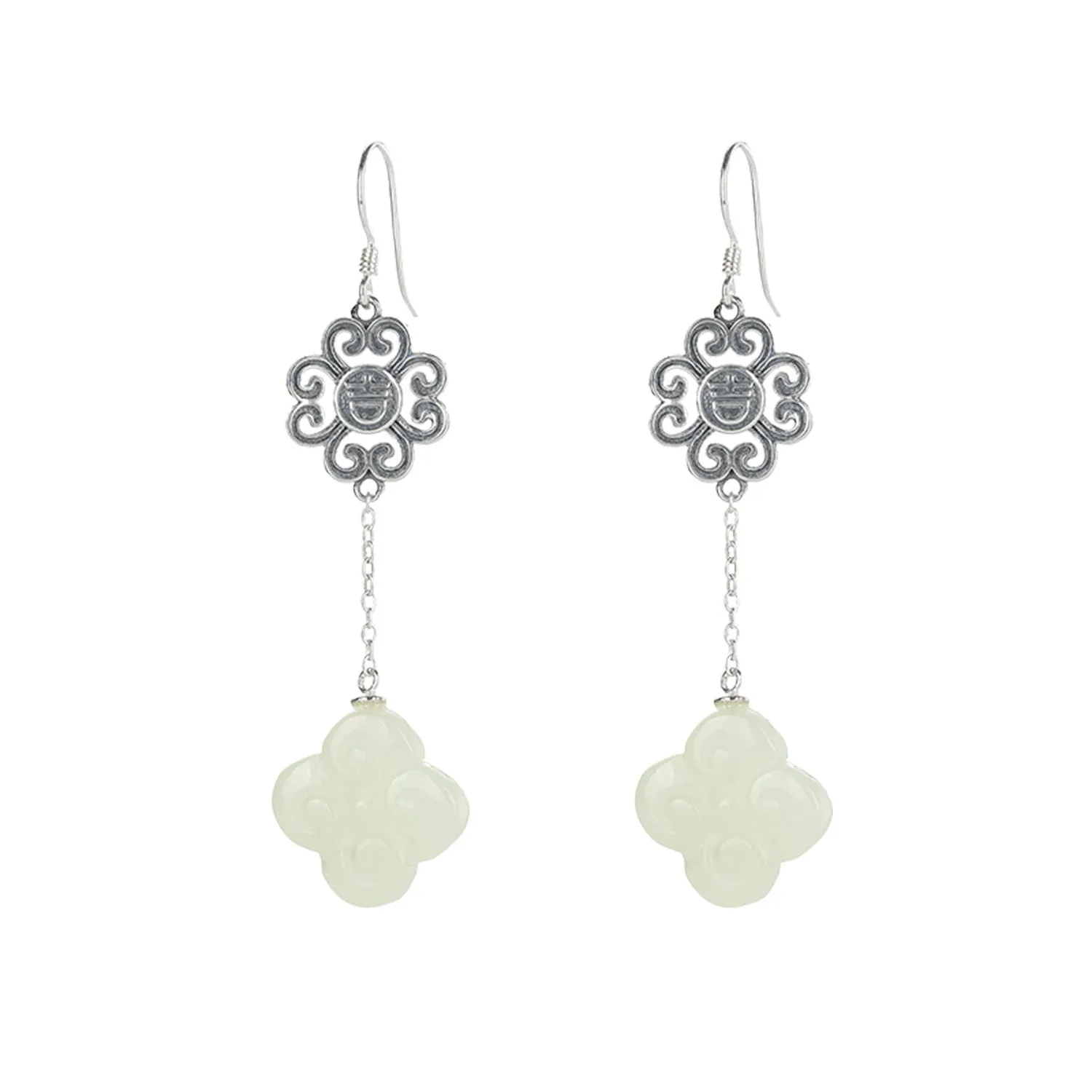 Natural Jade Earrings Nephrite Silver Earrings ZNE198