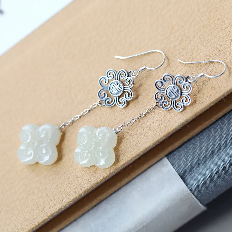 Natural Jade Earrings Nephrite Silver Earrings ZNE198