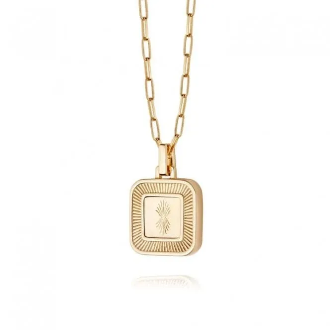 Palm Leaf Square Locket 18ct Gold Plated Necklace LK02_GP