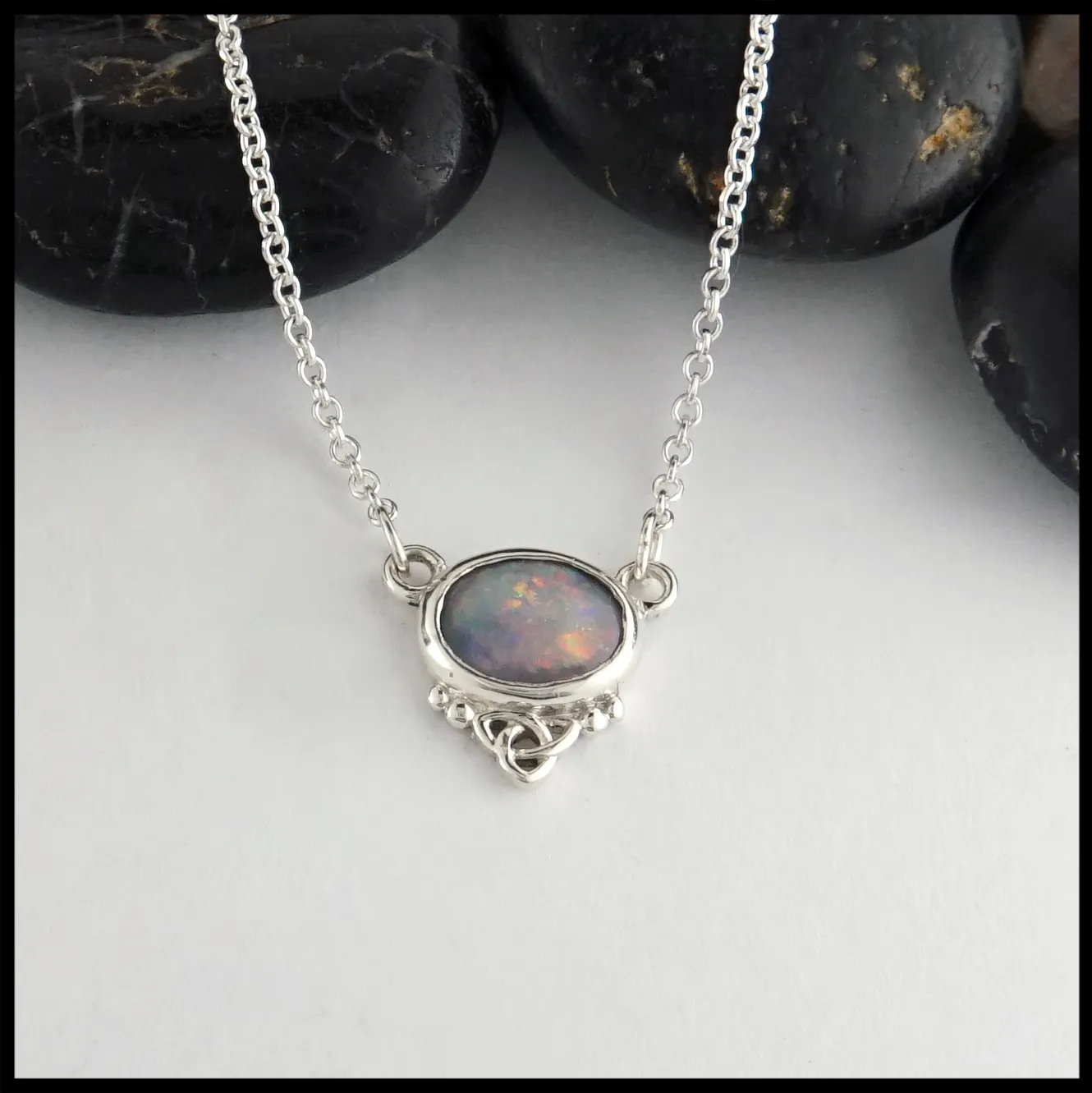 Trinity Opal Silver Necklace