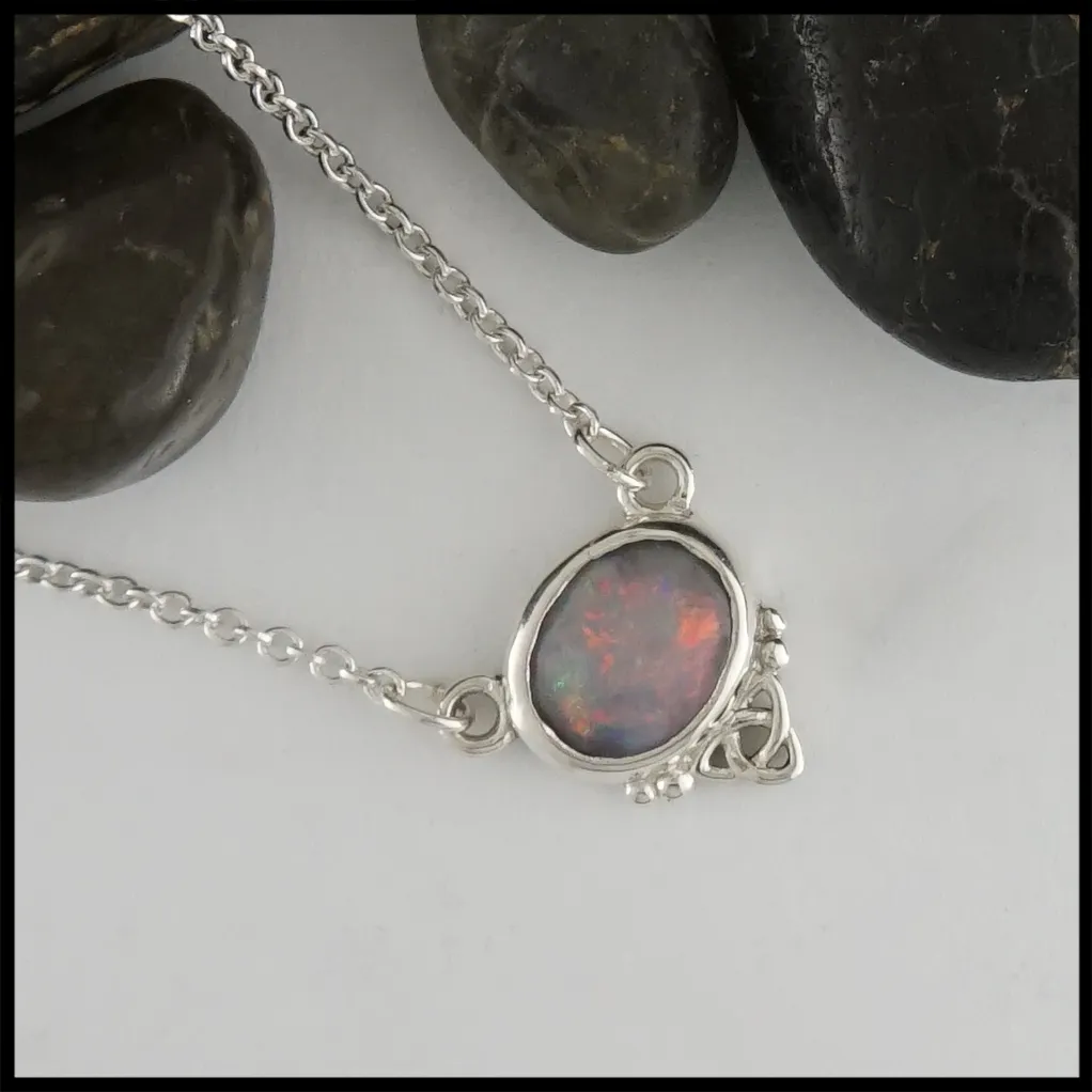 Trinity Opal Silver Necklace