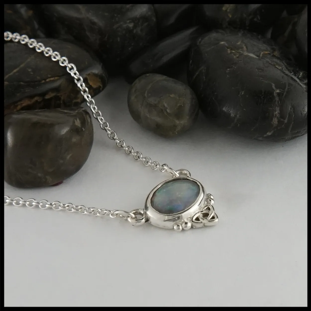 Trinity Opal Silver Necklace